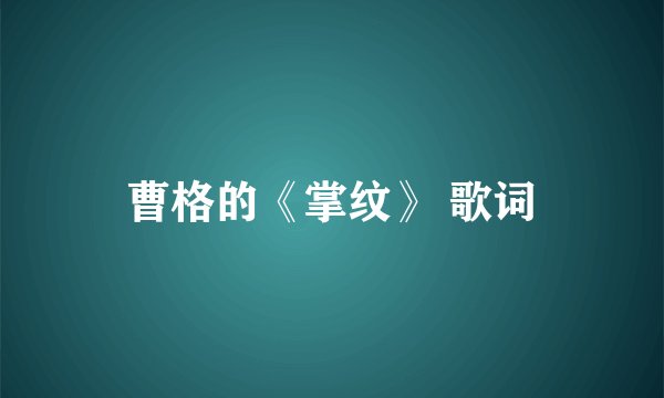 曹格的《掌纹》 歌词