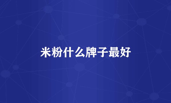 米粉什么牌子最好