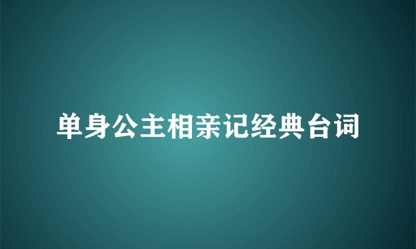 单身公主相亲记经典台词