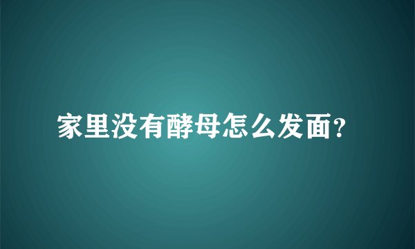 家里没有酵母怎么发面？