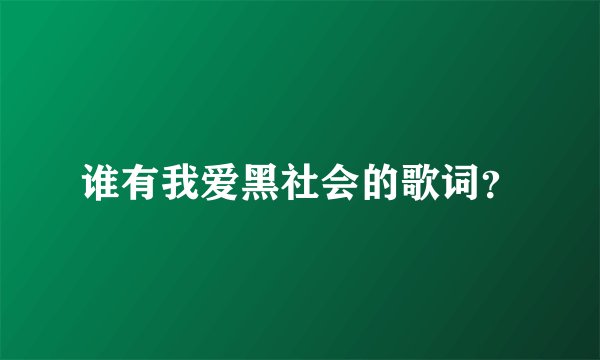 谁有我爱黑社会的歌词？