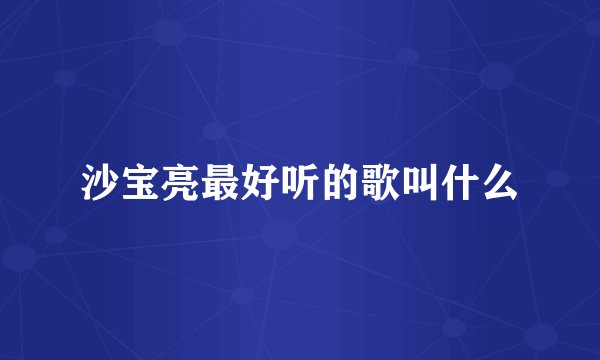 沙宝亮最好听的歌叫什么