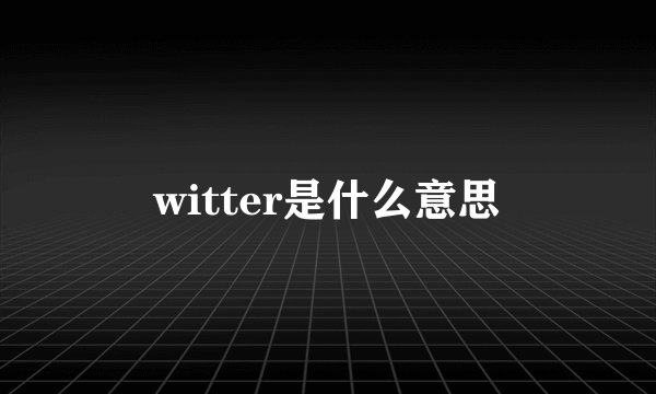 witter是什么意思