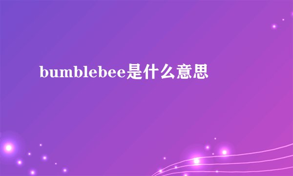 bumblebee是什么意思