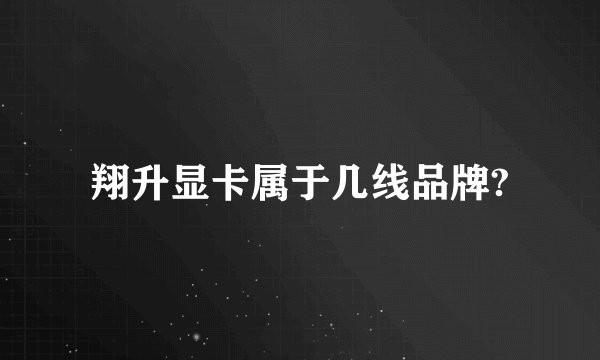 翔升显卡属于几线品牌?