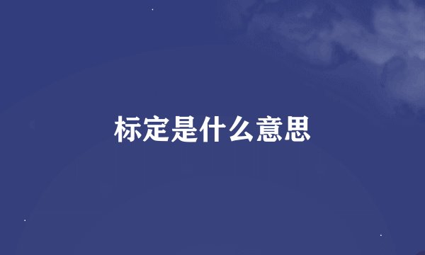 标定是什么意思