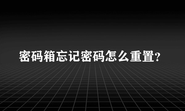 密码箱忘记密码怎么重置？