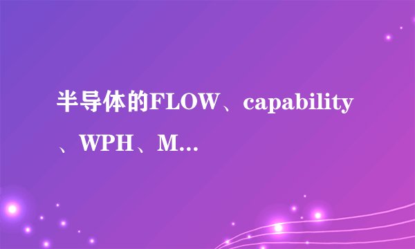 半导体的FLOW、capability、WPH、MPS和STEP各代表什么意思啊