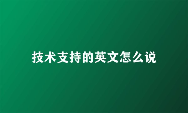 技术支持的英文怎么说