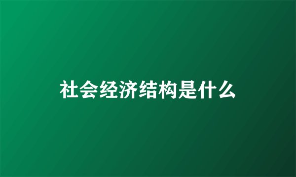 社会经济结构是什么