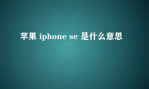 苹果 iphone se 是什么意思