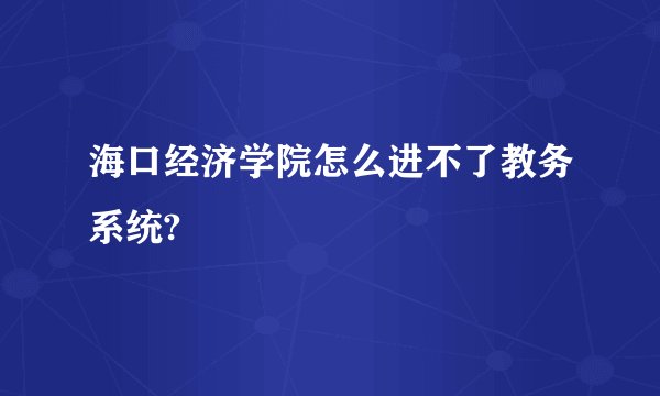 海口经济学院怎么进不了教务系统?