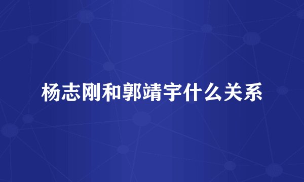 杨志刚和郭靖宇什么关系