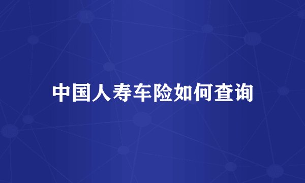 中国人寿车险如何查询