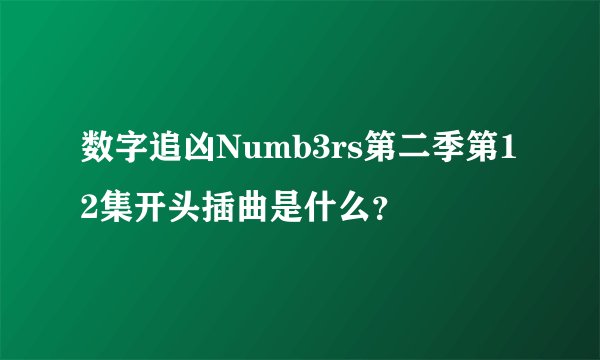 数字追凶Numb3rs第二季第12集开头插曲是什么？