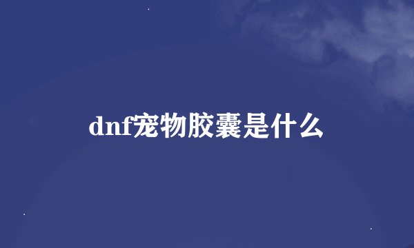 dnf宠物胶囊是什么
