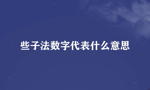 些子法数字代表什么意思