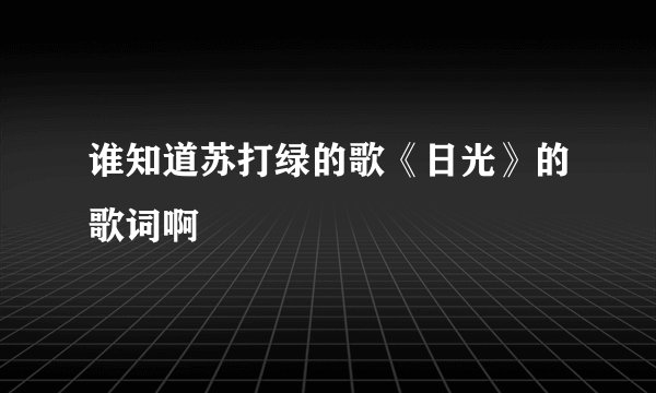 谁知道苏打绿的歌《日光》的歌词啊