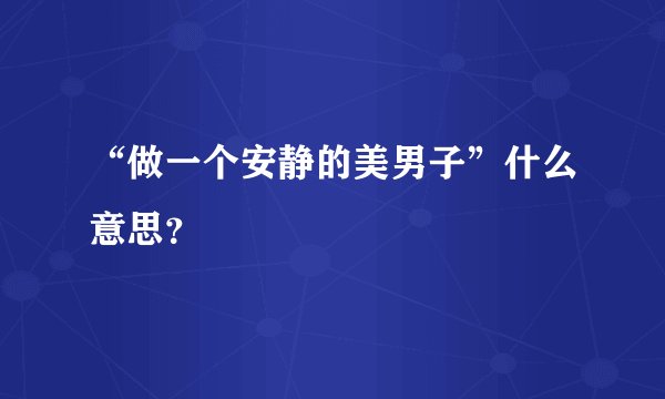 “做一个安静的美男子”什么意思？