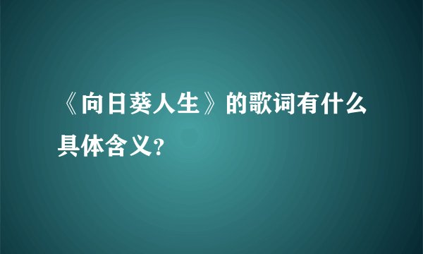 《向日葵人生》的歌词有什么具体含义？