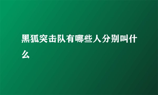 黑狐突击队有哪些人分别叫什么