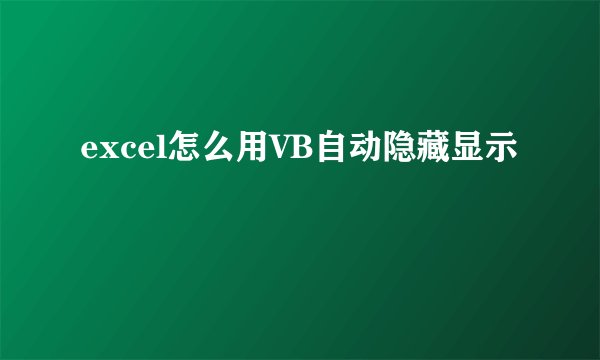excel怎么用VB自动隐藏显示