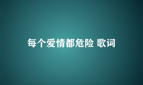 每个爱情都危险 歌词