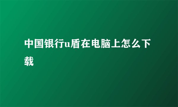 中国银行u盾在电脑上怎么下载