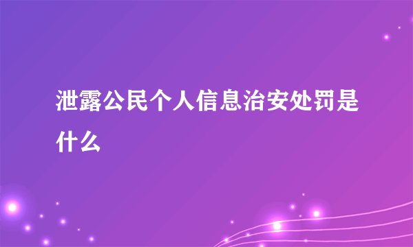 泄露公民个人信息治安处罚是什么