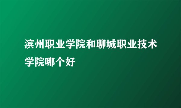 滨州职业学院和聊城职业技术学院哪个好