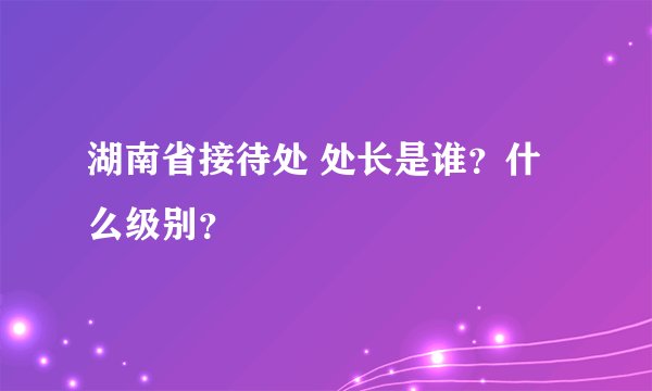 湖南省接待处 处长是谁？什么级别？