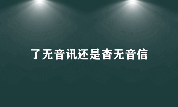 了无音讯还是杳无音信