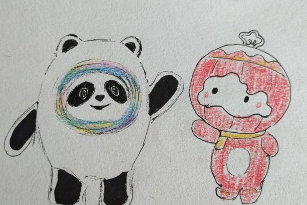 冰墩墩雪容融简笔画