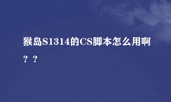 猴岛S1314的CS脚本怎么用啊？？