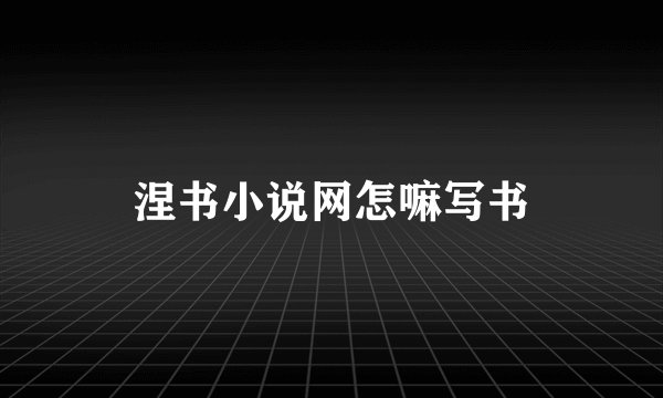 涅书小说网怎嘛写书