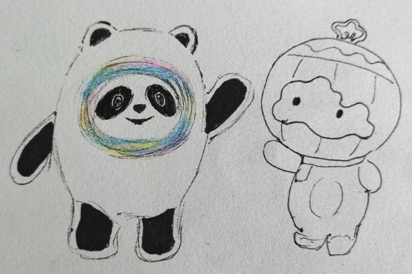 冰墩墩雪容融简笔画