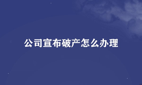 公司宣布破产怎么办理