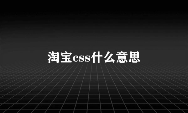 淘宝css什么意思