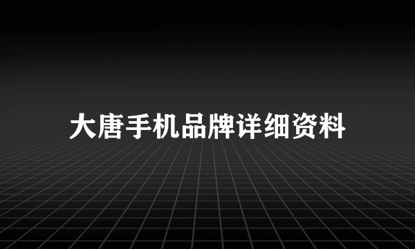 大唐手机品牌详细资料