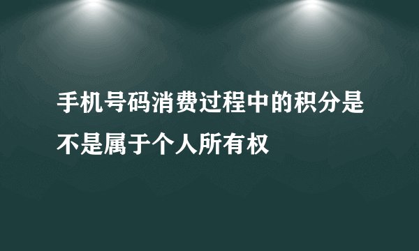 手机号码消费过程中的积分是不是属于个人所有权