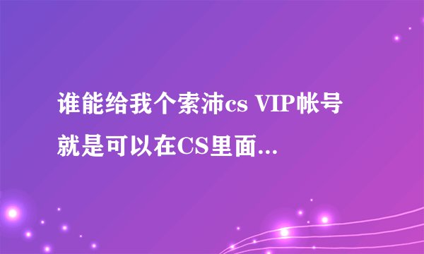 谁能给我个索沛cs VIP帐号 就是可以在CS里面登陆的！！！急用