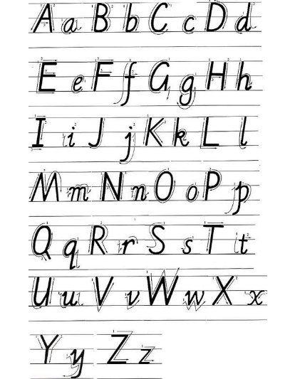 求 汉语拼音字母表的四线格格式 26个大小写 谢谢