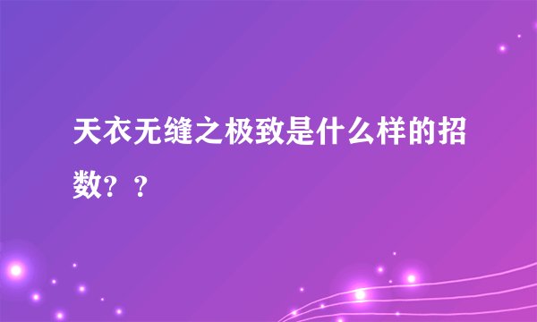 天衣无缝之极致是什么样的招数??