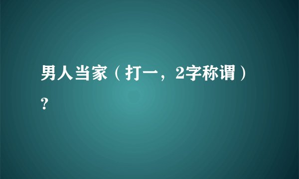 男人当家（打一，2字称谓）？