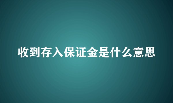 收到存入保证金是什么意思