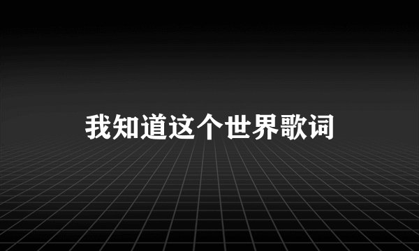 我知道这个世界歌词