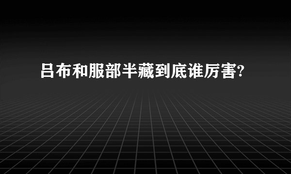吕布和服部半藏到底谁厉害?