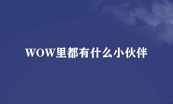 WOW里都有什么小伙伴