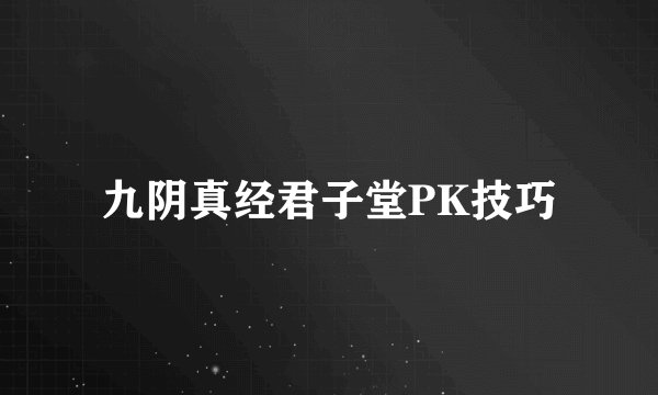 九阴真经君子堂PK技巧