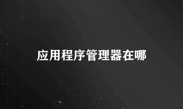 应用程序管理器在哪